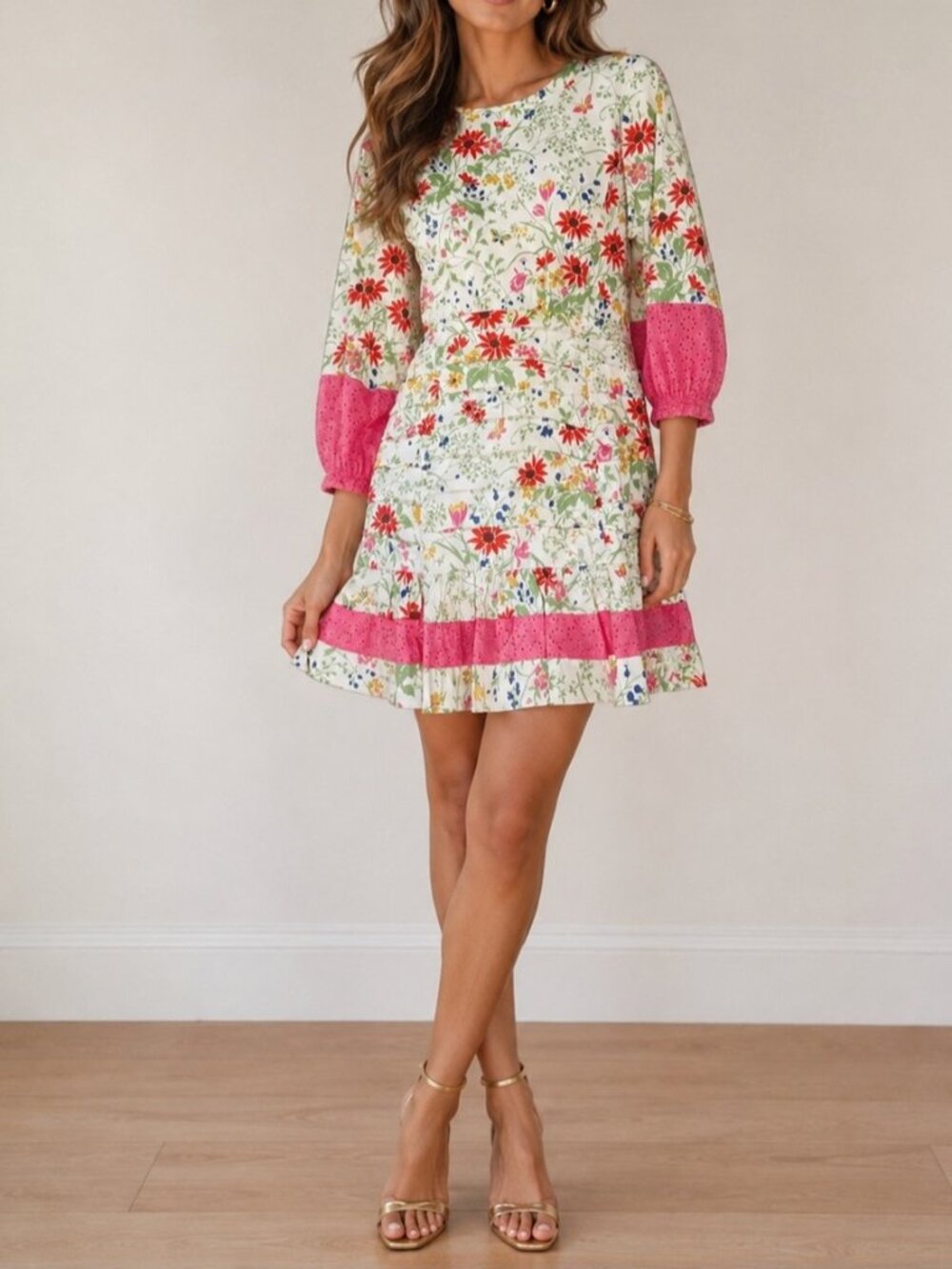 Tuckernuck Wildflower Laurel Floral Eyelet Detailed Mini Dress M